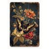 Vintage Botanical Butterfly Metal Wall Art 8x12 Inch Floral Scroll Panel