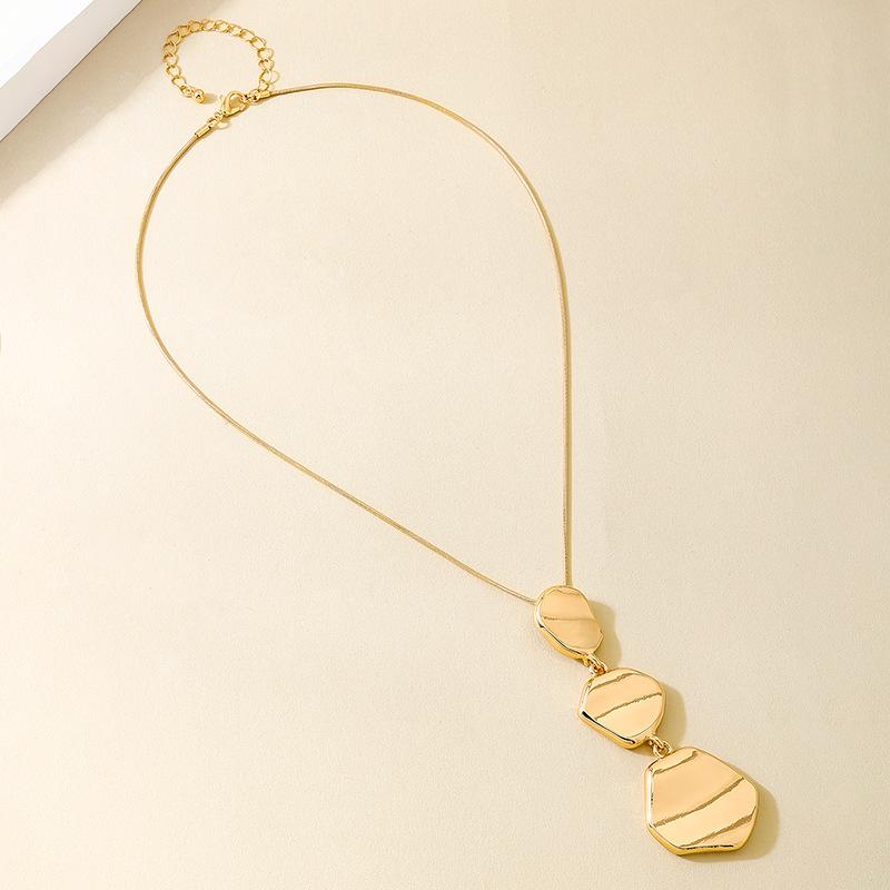 2 Pieces European and American Personalized Metal Irregular Geometric Long Tassel Women s Pendant Necklace Earrings Jewelry Set