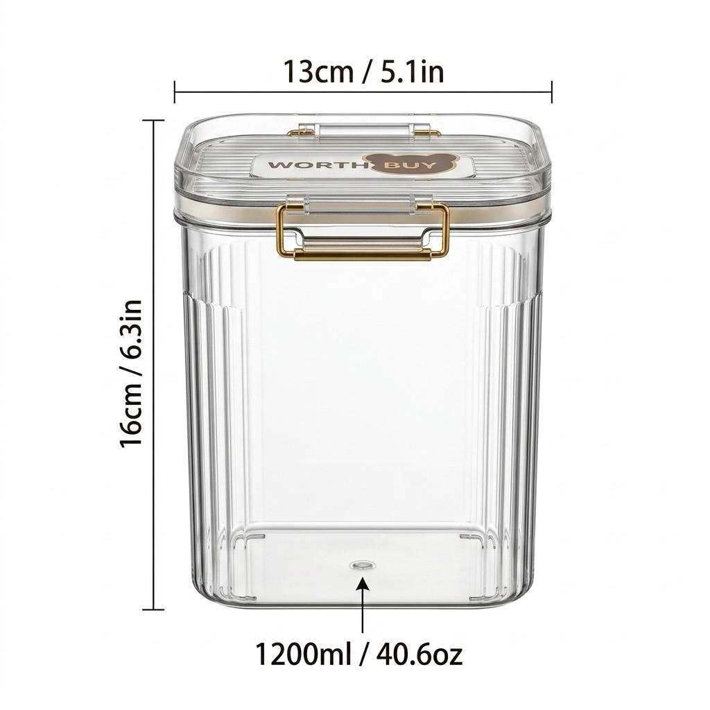 Airtight Food Storage Containers Fridge Stackable Clear PET Plastic Kitchen Jars Leakproof Pantry Organizer Cereal Pasta Coffee