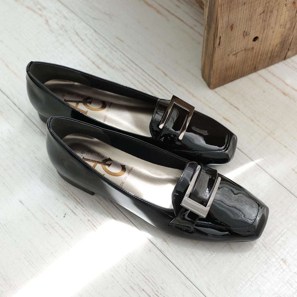 Demeter neue ar he AC Leichter Square Toe Lackleder Niedriger Absatz Loafer Hergestellt in Größe Größe Damen Pumps, Japan, 1785-L30 (Schwarz, 24,5cm)