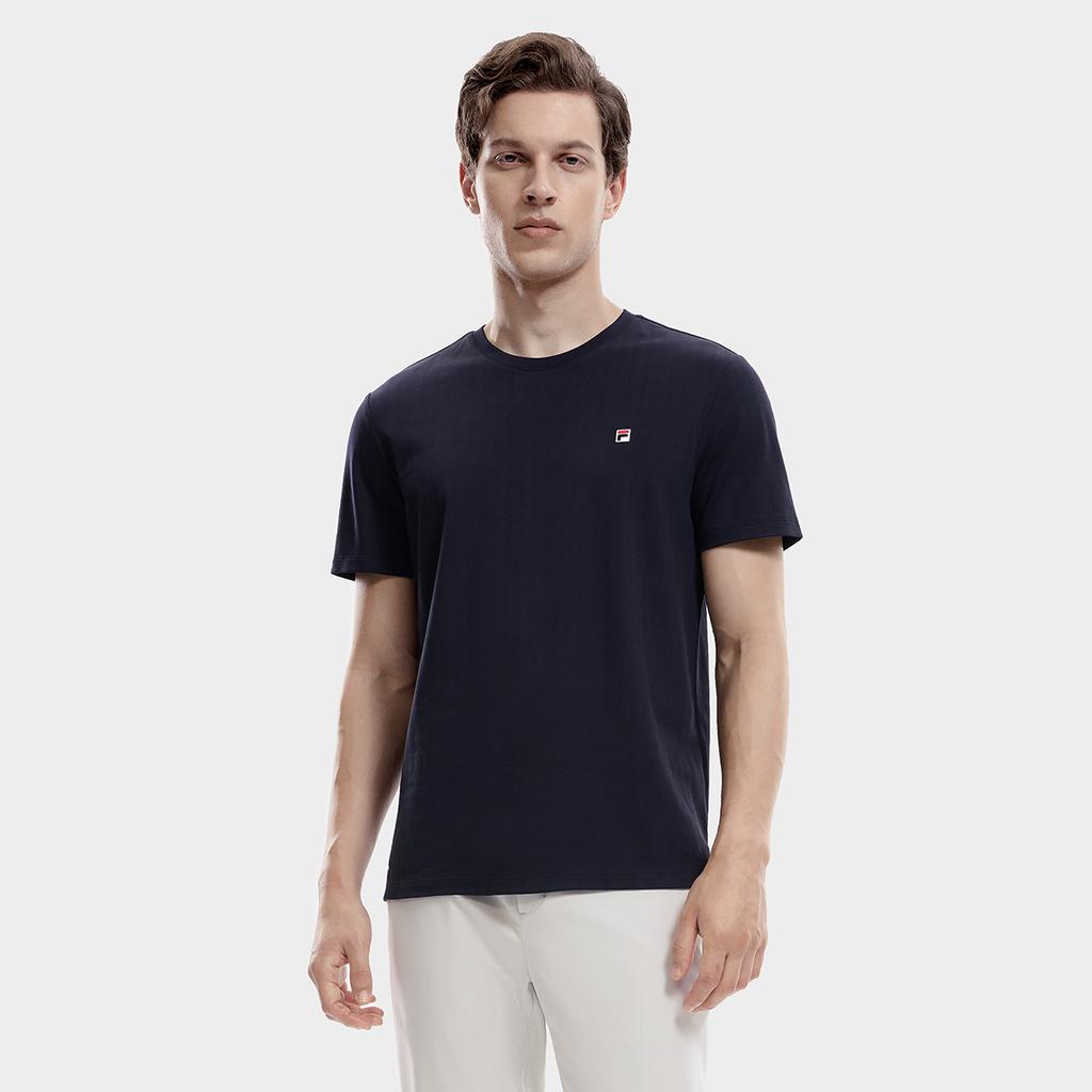 Fila Simple Logo Business Casual Round Neck Short Sleeve T-Shirt Men T-Shirt Legendary-Blue F11M331113F-NV