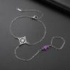 LIKGREAT Hexenknoten Fingerring Armband für Damen Edelstahlkette Böhmischer Stil Elegante Glieder Handgeschirr Schmuck Party
