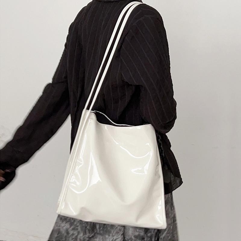 Fashion Patent Leather Women Shoulder Bags Vintage Female Casual Tote Handbags Large Capacity Ladies Shopping Bag