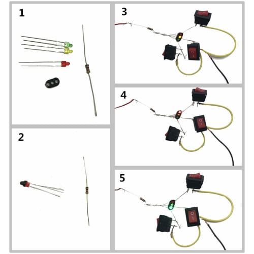 LED Traffic Signal Lights, 3-Light Type, Pack of 10, for Model Trains, Buildings, Dioramas, and Other Diorama Activities, Educational, and DIY