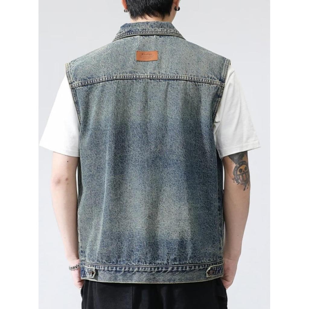 Men's Retro Denim Workwear Vest - Spring/Autumn 2025 Collection, New Loose Fit Gilet