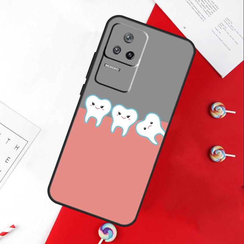 Cartoon Dentist Dental Crowned Teeth Cover For Xiaomi 14T 11T 12T 13T Pro 13 14 15 Ultra POCO X7 Pro X3 X5 X6 F5 F6 M6 Pro Case