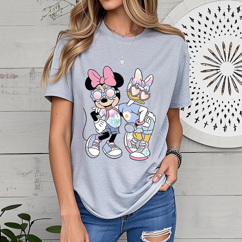 Minnie and Daisy Besties Printed Womens Summer TShirt Pure Cotton Short Sleeve Casual Top Personalized S