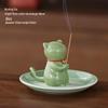 Ceramic Kitten Incense Holder & Pen Rest - Cute Cat Teapot Lid & Table Decor