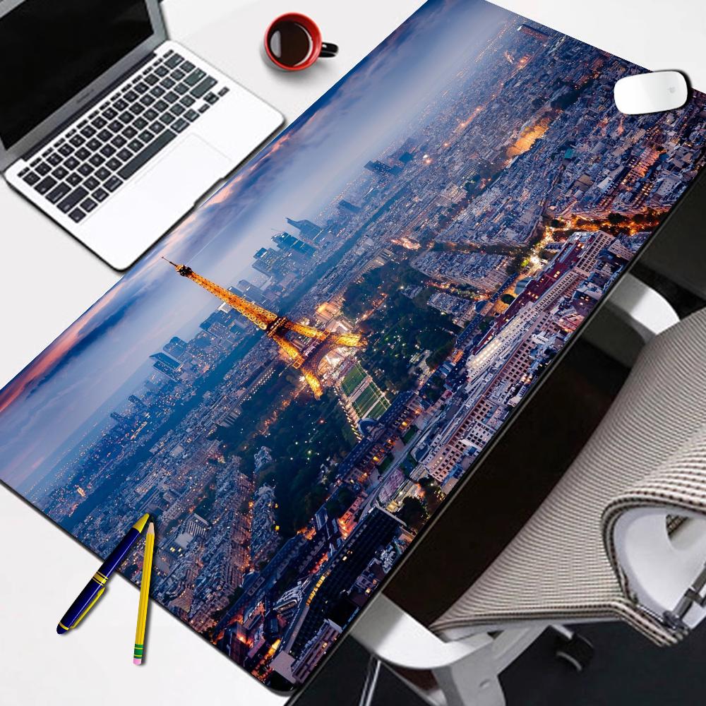 Large Gamer Mouse Pad Eiffel Tower Paris Desk Pad Laptop Gamer Desk Mat Extra Large Mousepad Carpet for Mouse Mats Office