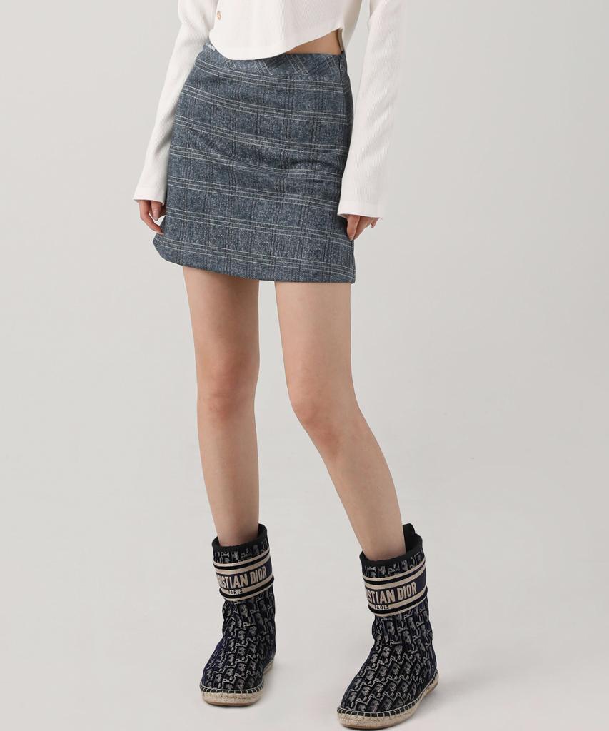 AVANDRESS Suede Check Mini Skirt - 2Col