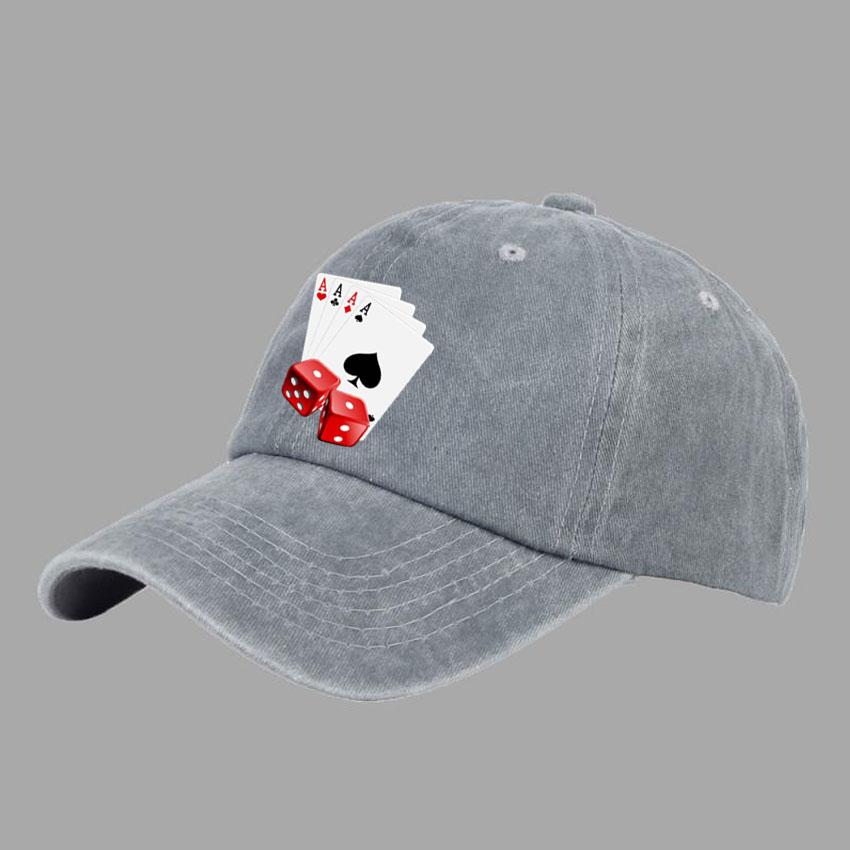 Baseball Caps Men Women Vintage Washed 100% Cotton Dad Hat Funny Poker Pattern Print DIY Team Logo Snapback Cap Hip Hop Hat