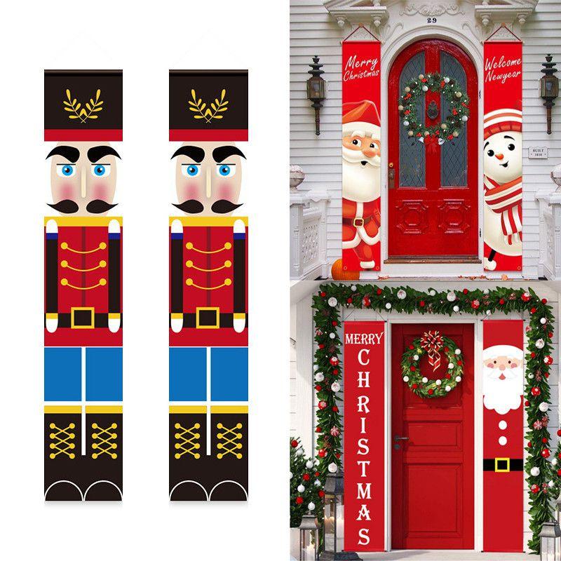 Festive Christmas Door Banner Snowman Santa Hanging Wall Decor