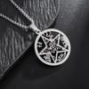 Jewish Four-Letter Hebrew Witchcraft Five-Pointed Star Stainless Steel Pendant Necklace Religious Amulet Jewelry for Men