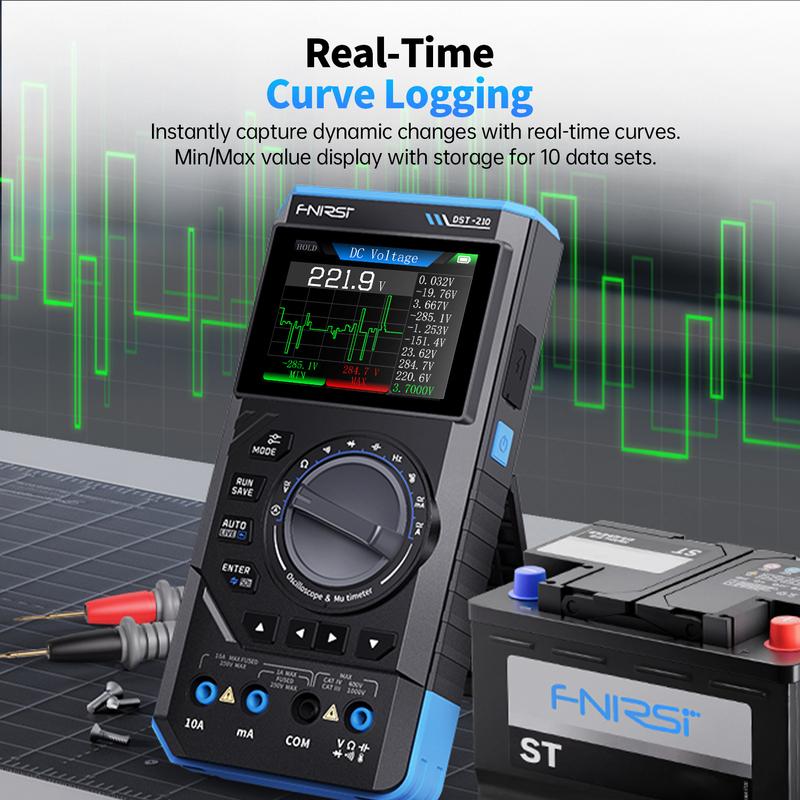 FNIRSI DST-210 and DST-210 3IN1 Digital Multimeter Oscilloscope Signal Source 19999 Counts 10MHz/1MHz Portable Electrician Tools