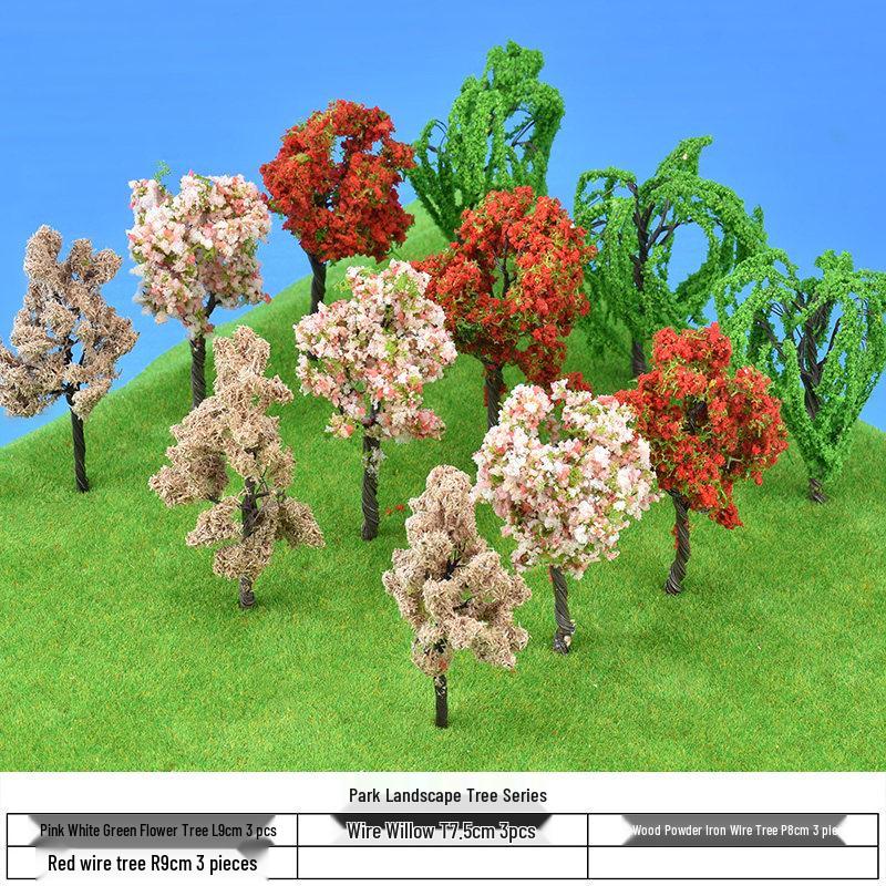 Mini DIY Model Train Landscape Tree Set - Simulated Plastic Trees for Sand Table Crafting
