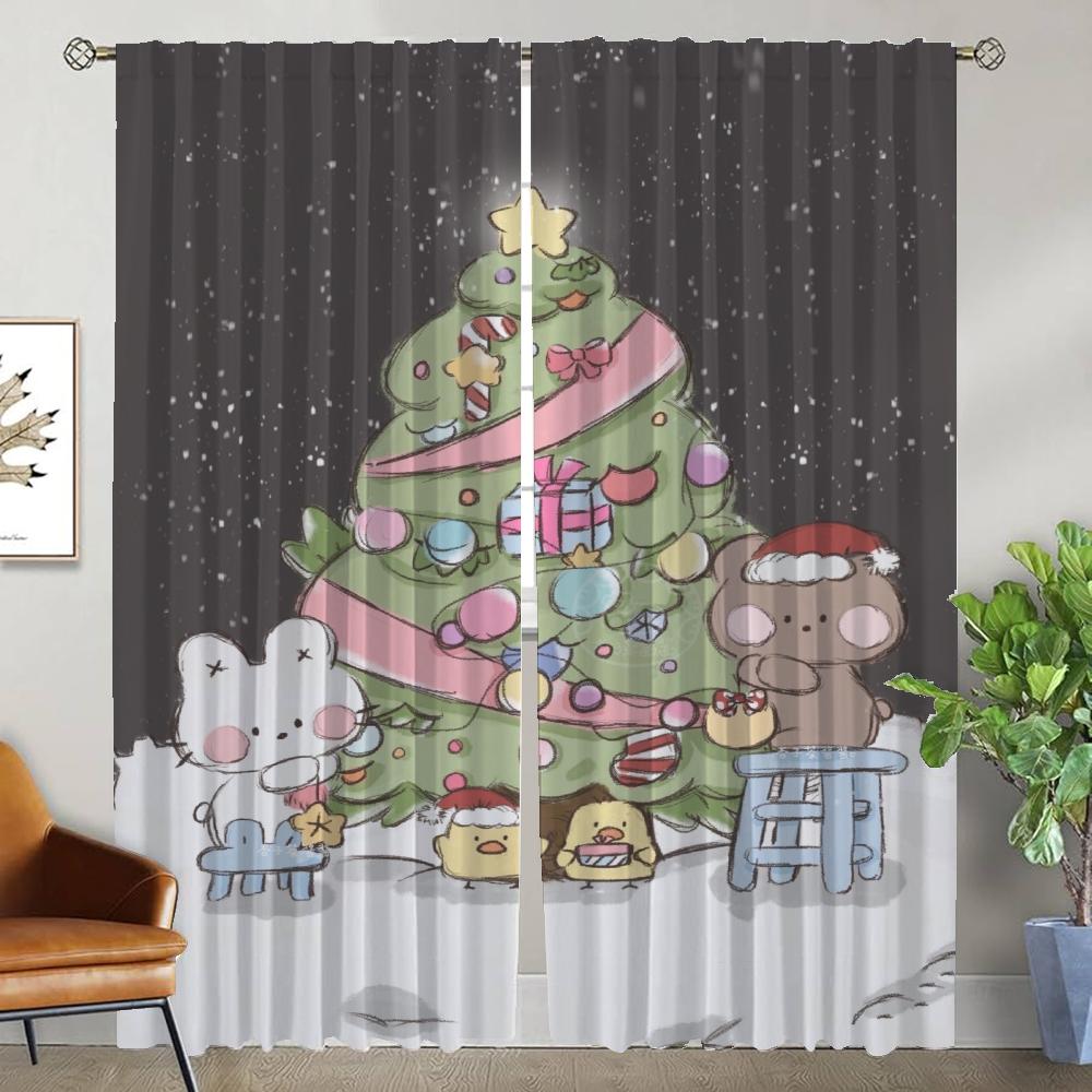 Elegant Room Curtains for Camera Christmas Halloween Decoration Partition Living Room Curtain Shades Kitchen Curtains 2 Pieces
