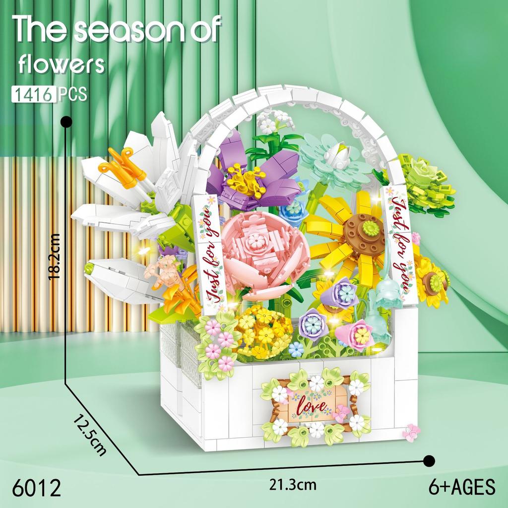 Snow Reflections Lampshade Perpetual Flower Basket Rose Flower Puzzle Creative Ornament Building Blocks
