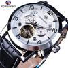 Fashion Forsining Top Brand Men's Automatic Mechanical Tourbillon Watches With Year Month Calendar Display Genuine Leather Strap