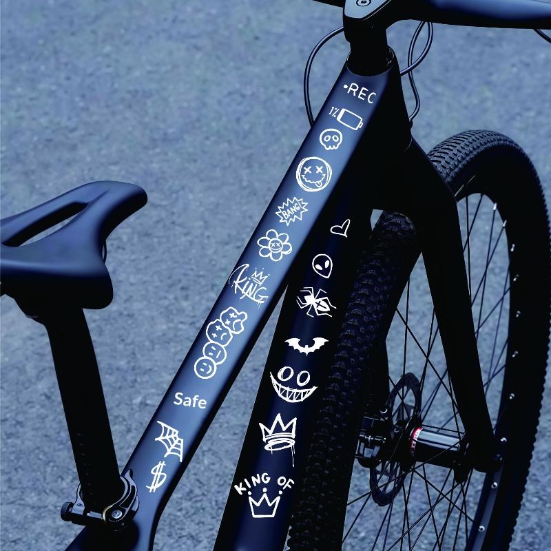 1 Sheet Road Bikes Frame Sticker Graffiti Bicycle Sticker For Bicycle Frame Top Tube Cartoon Diy Reflective Cycling Decals