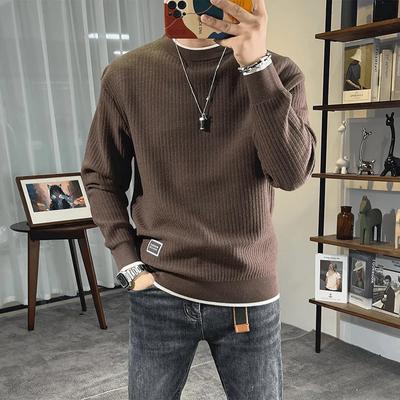 Round Neck Men's Sweater Thickened Sweater Autumn and Winter Men's Wear Warm All-Matching Sweater Slim Bottoming Fashion Brand Cotton Knitwear