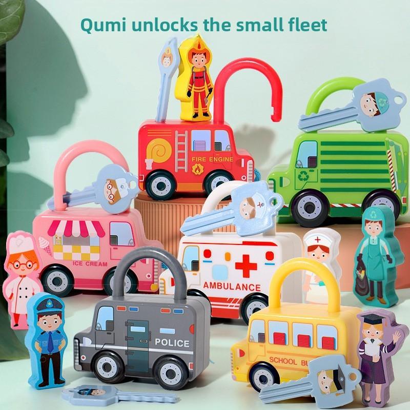 Unlocking Montessori Puzzle Toy Vehicle Kids Early Educational Development Play