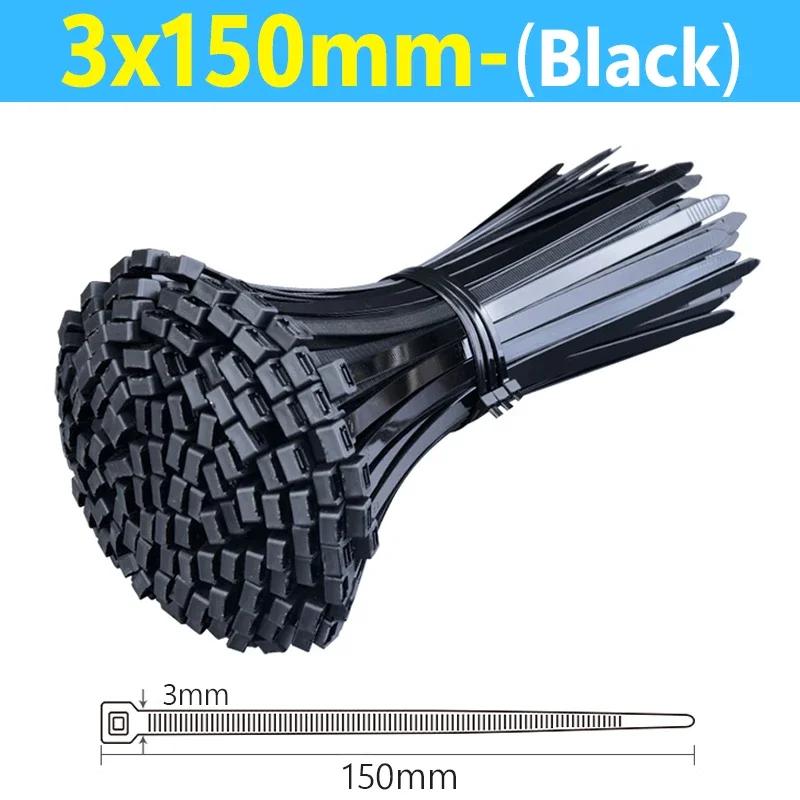 500/100Pcs Plastic Nylon Cable Ties Self-locking Cord Ties Straps Adjustable Cables Fastening Loop Home Office Wire Zip Tie