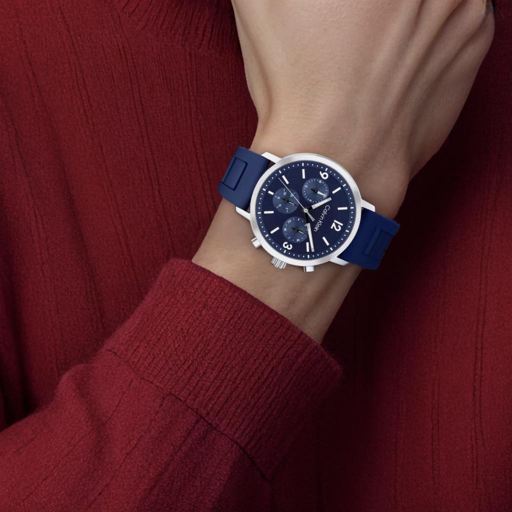 Calvin Klein Quartz Watch Silicone Strap 44mm Blue Dial Men watches 25200460