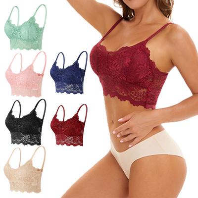 Elegantná dámska podprsenka Sexy vystužená spodná bielizeň Bezdrôtové ramienka s kvetinovým vzorom Women Bralette