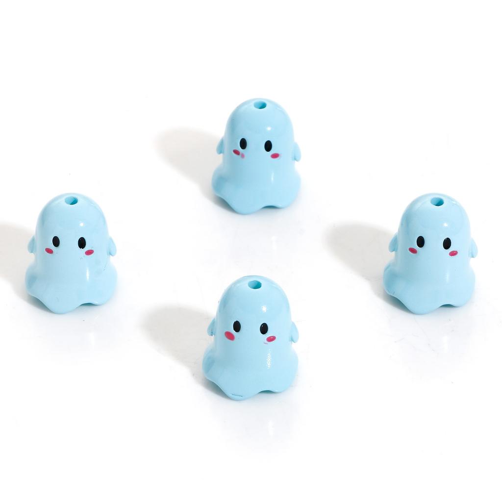 Colorful Acrylic Beads Halloween Ghost Bead For DIY Charm Jewelry Making Findings About 17mm x 15mm, Hole: Approx 1.8mm, 5PCs