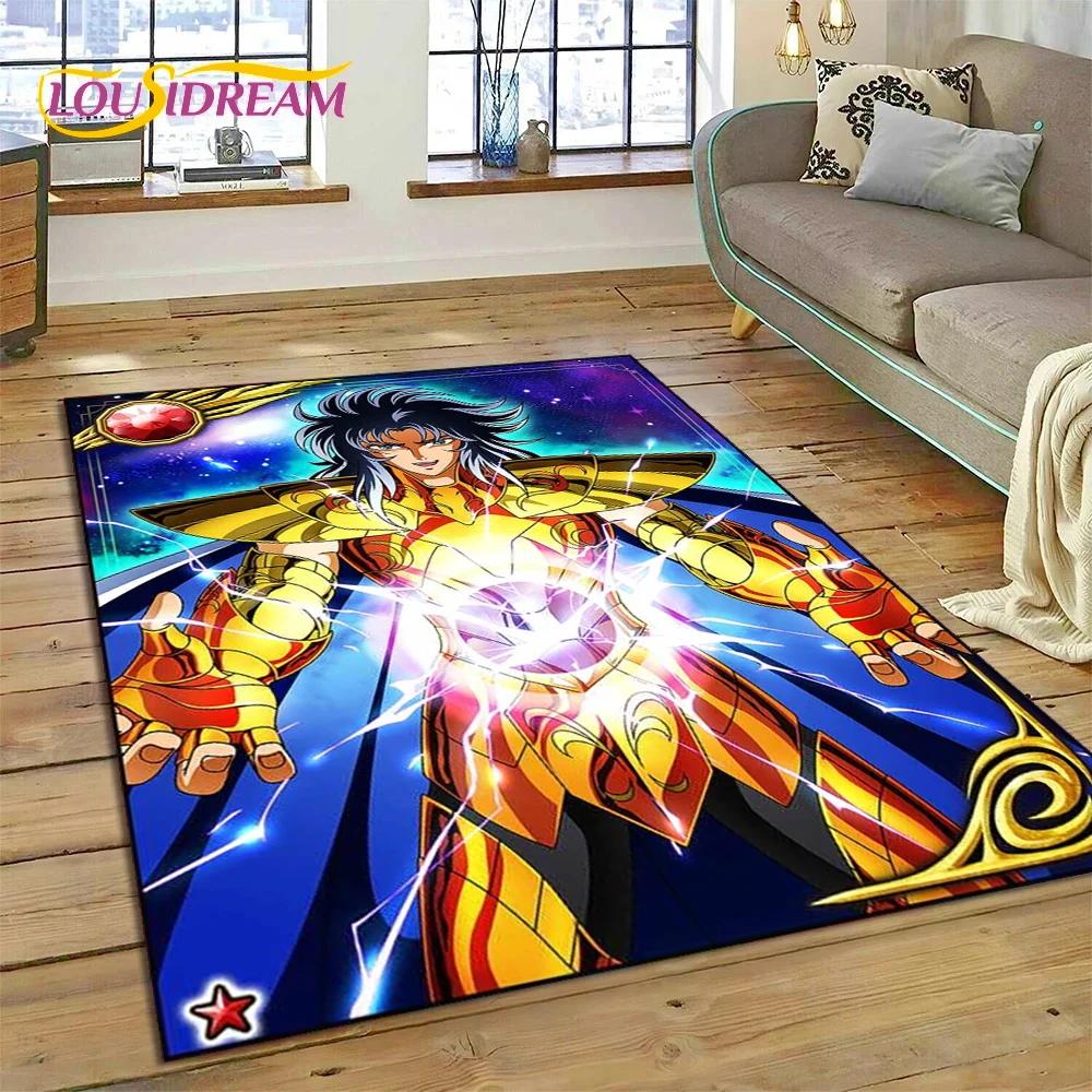Cartoon Saint Seiya 3D Retro  Anime Rug Carpet for Living Room Bedroom Home Decor,Floor Mat Non-slip for Sofa Doormat Gift Kids