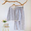 2026 New Women's Spring/Summer Pajama Set 100% Cotton Round Neck with Chest Cushion Sweet Loose Thin Long Sleeve Home Clothes