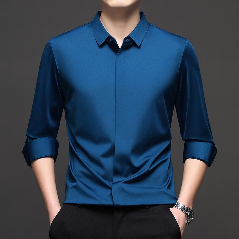 Middle-Aged & Young Men's Shirt Autumn Long Sleeve Lapel Collar Fashion Casual
