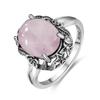 Vintage 925 Silver Ring Irregular Flowers Natural Rose Quartz Punk Ring Bohemian Silver Ring Fine Jewelry For Women