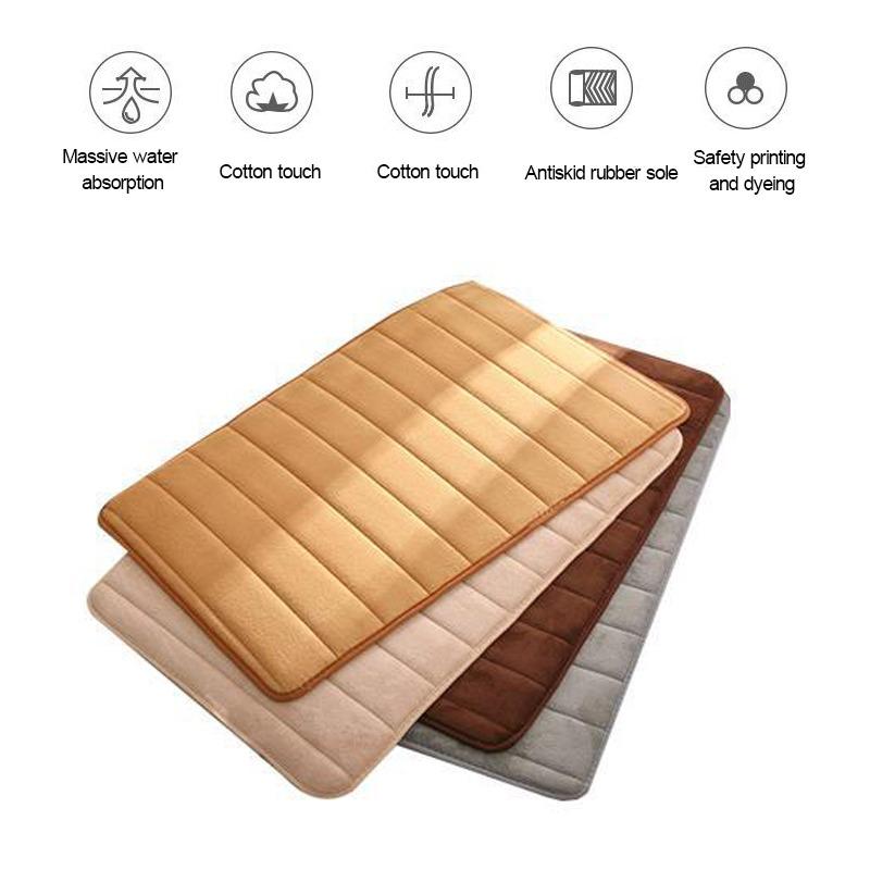 Home Badematte Korallenvlies Badezimmer Teppich Wasseraufnahme Rutschfester Memory Foam Saugfähiger waschbarer Teppich Toilettenbodenmatte # ww