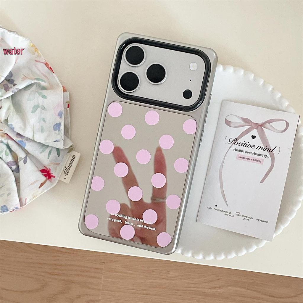 Polka Dot Anti-Drop Case for iPhone 15/16/17 Pro Max with Mirror Surface