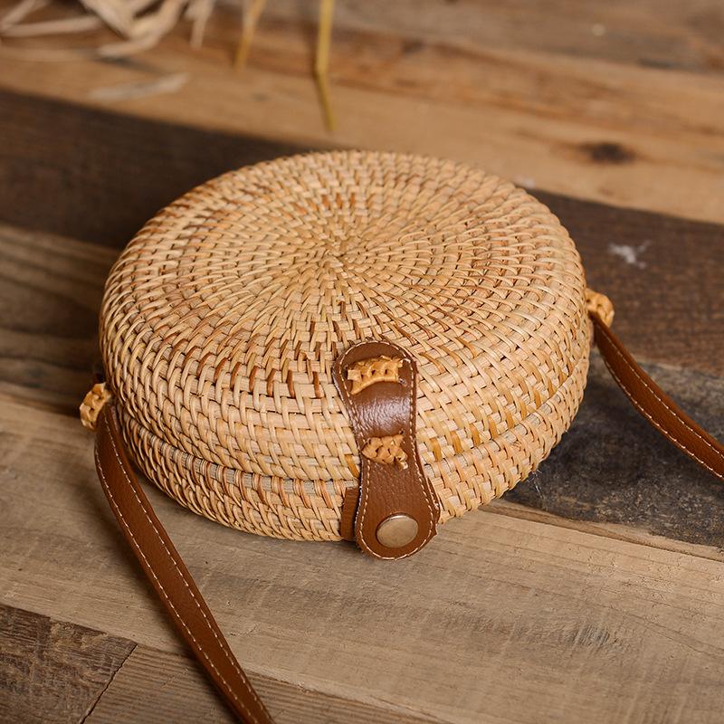 

Round Women Shoulder Bag Square Straw Beach Bags Wicker Bali Box Female Crossbody Bag Rattan Woven Summer Handbag Messenger Tote
