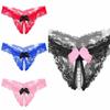 Fashion Lingerie Knickers Pearl Lace G-string Crotchless Underwear Open Crotch Sexy Thongs Panties