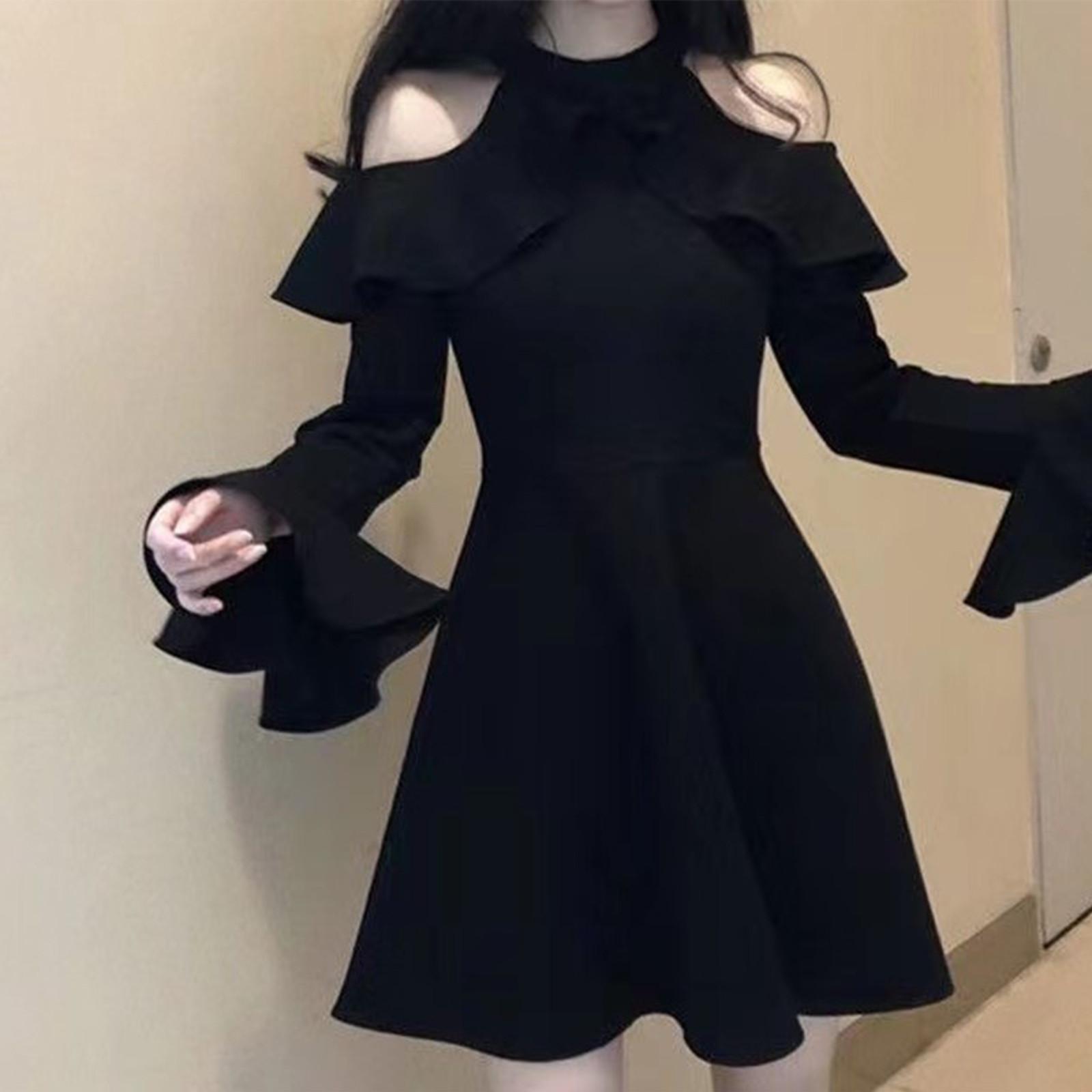 High Neck Short Sleeved Dress, Women s Zipper Dress L чёрный