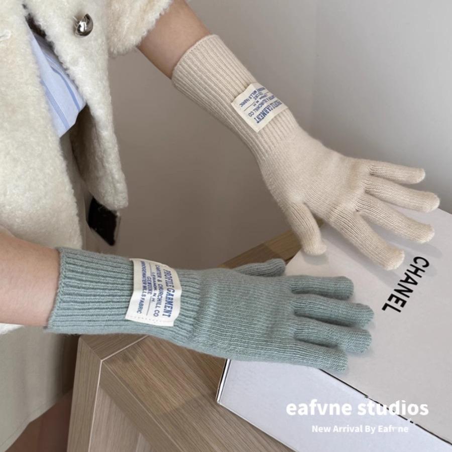 New Korean Wool Knitted Touch Screen Gloves for Women's Cloth Thickened Outdoor Warmth for Women