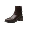 Skinny Boots Rear Zipper Short Boots Women's Retro Heightening Pleated High Heels Texture Commuter British Martin Boots