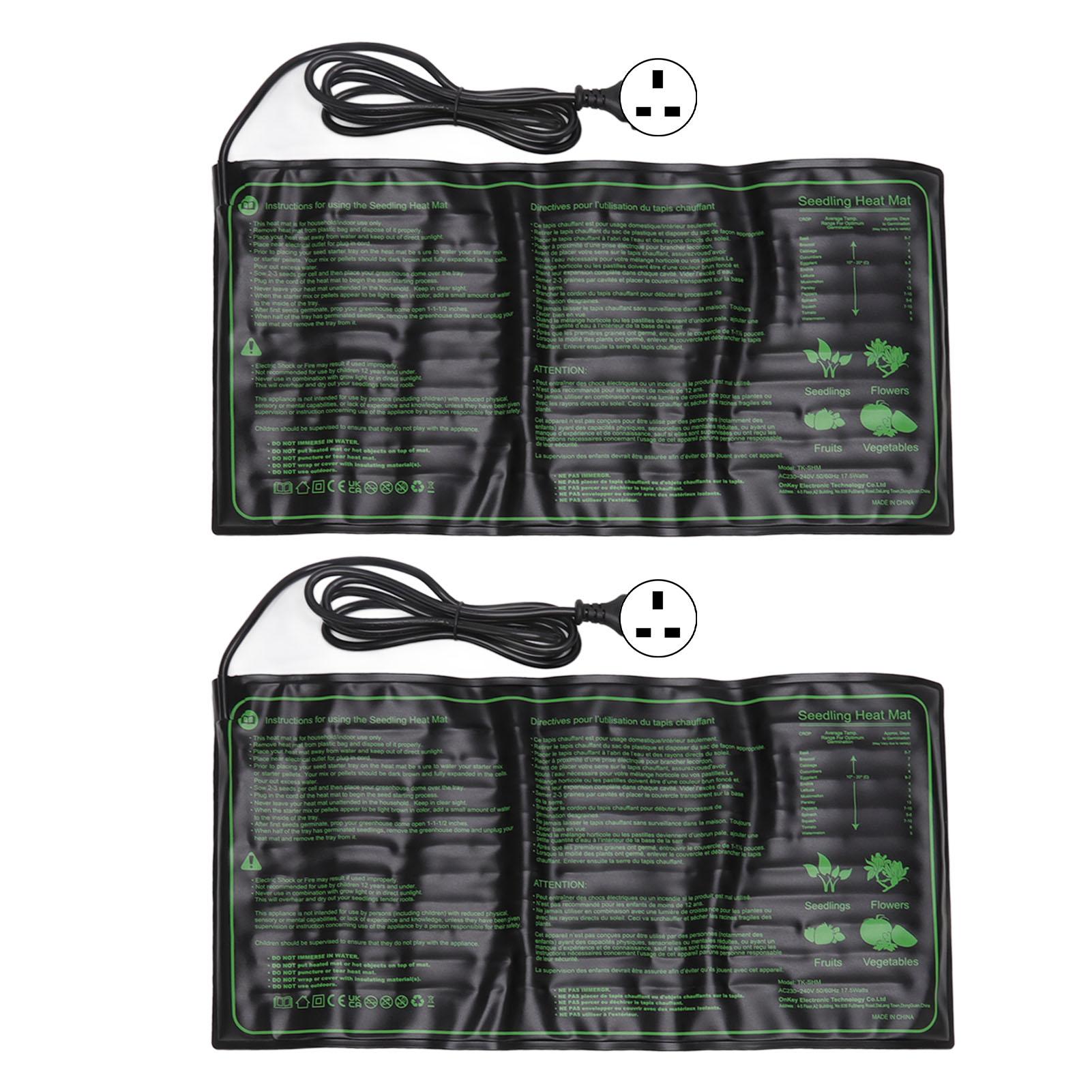 

2 шт. водонепроницаемый нагревательный коврик для рассады, прорастание семян растений, постоянная температура, вилка США
