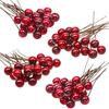 Artificial Holly Berries, 10 Mm Fake Berries Decor On Wire for Christmas Tree Decorations Flower Wreath DIY Craft Use (Pack of 200, Red)