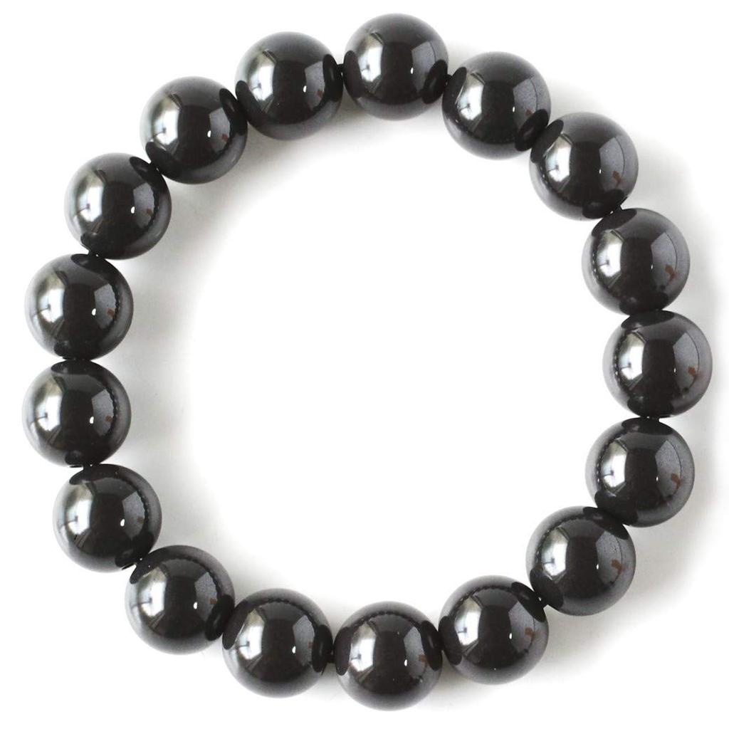 [GOLD STONE] Black Beitou Stone Bracelet, 12mm, from Taiwan, Negative Ion Measured, Radium Black Hokutolite, Inner Diameter: Approx. 16cm