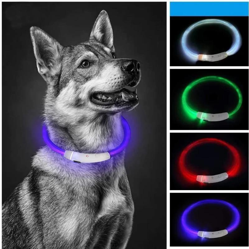 LED Pet Collar Luminous USB Cat Dog Collar Adjustable Silicone Pet Collars for Small Large Dog Chihuahua Cat Accessories