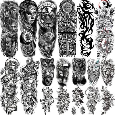 Full Arm Tattoos Stickers Waterproof Tattoos Stickers Long Lasting Waterproof Large Flower Arm Tattoos Stickers