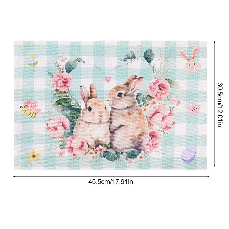 Easter Linen Placemat Cute Rabbit Dining Table Mat Happy Easter Party Decoration Spring Home Kitchen Table Decor Supplies 2025