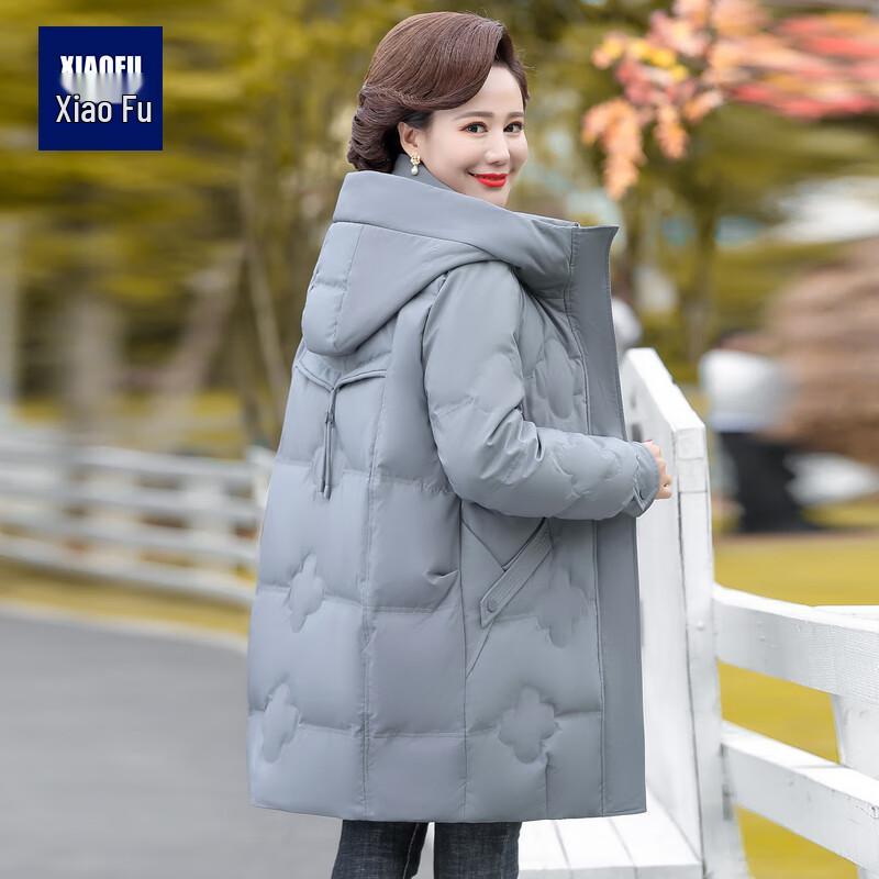 

Женский пуховик средней длины с капюшоном и меховым воротником Xiaofu 3XL