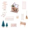 Miniature Wood Doll House Christmas Doll House Assembly Kits with Accessories and Safe LED Lighting for Kids Creative Play