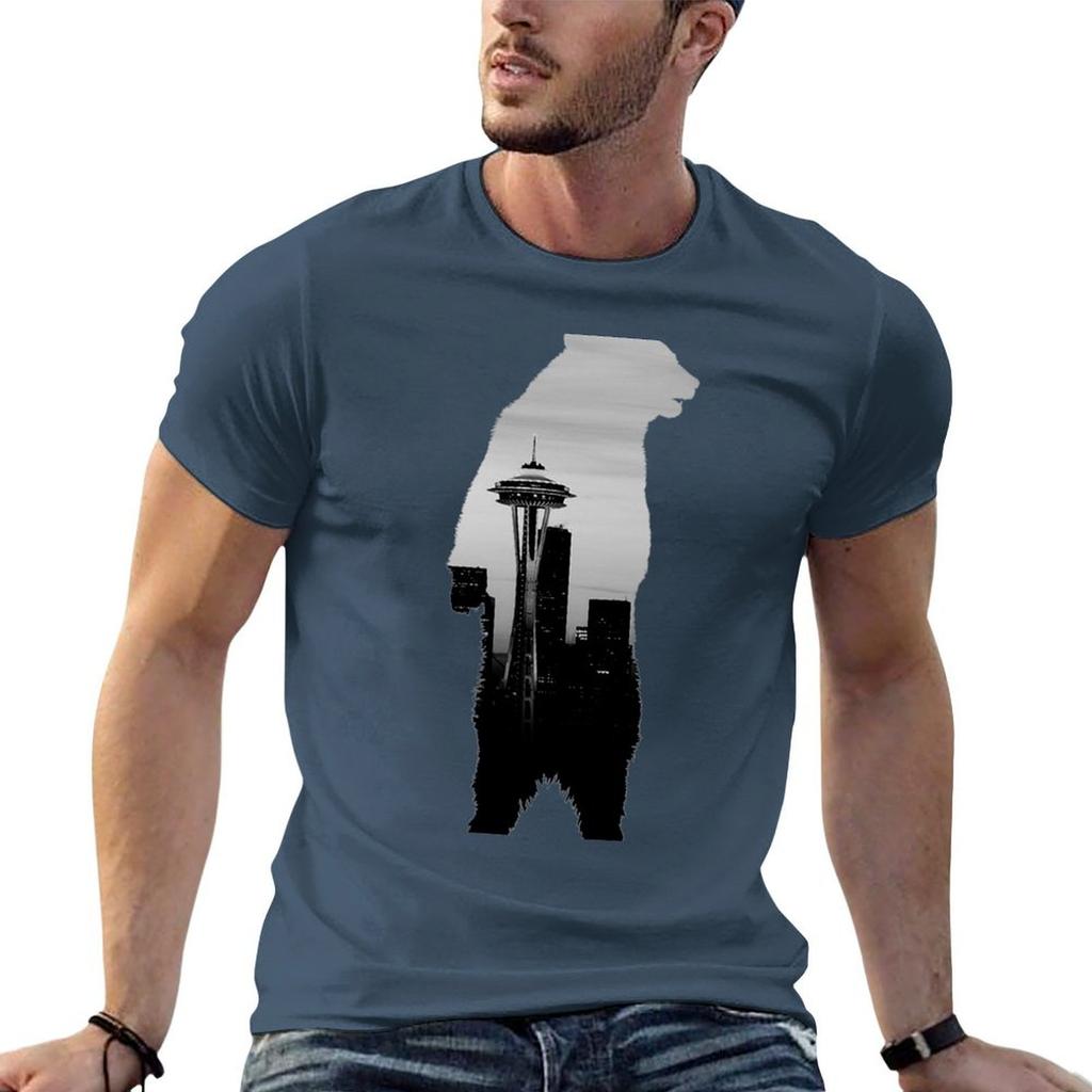 Space Needle Bear Tshirt Cotton Tshirt 100 Graphic T Shirts For Unisex Essential T Shirt Tshirt