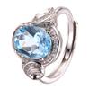 S925 Sterling Silver Natural Topaz Citrine Color Treasure Ring Women'S Earrings Jewelry